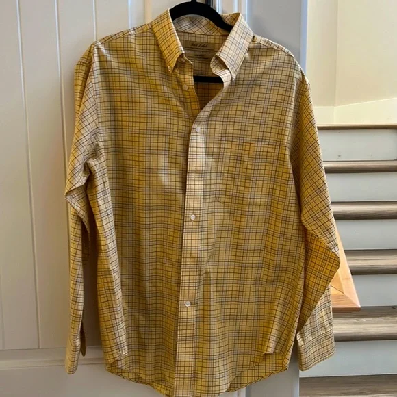 Gold Label Roundtree & Yorke | Shirts | Gold Label Roundtree Yorke Gold  Plaid Dress Shirt | Poshmark
